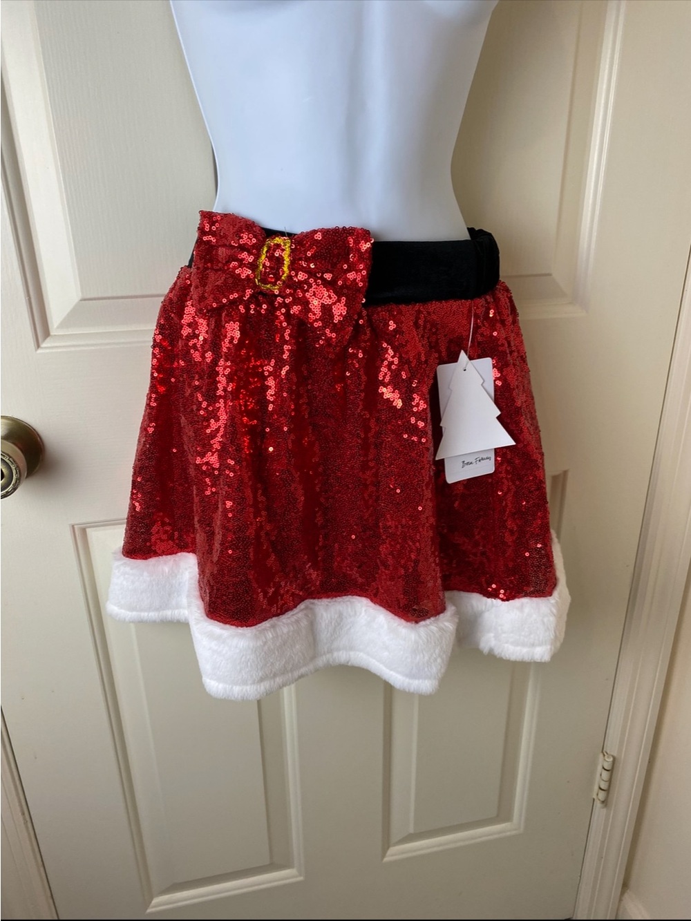 Christmas Santa Claus Sequin Skirt NWT